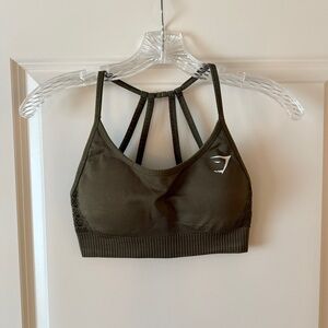 Gymshark Dark Olive Strappy Sports Bra